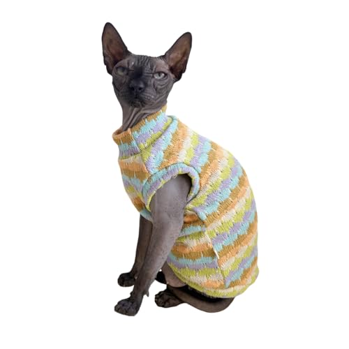 Sphynx Katzenkleidung, haarlose Katzenweste, elastischer Katzenpullover, Outfit, Haustierkleidung für Sphynx Katzenmantel für Katzen und kleine Hunde, haarlose Katzenhemden, Pullover (Cyan-Kastanie Sphynx Katzenkleidung, haarlose Katzenweste, elastischer Katzenpullover, Outfit, Haustierkleidung für Sphynx Katzenmantel für Katzen und kleine Hunde, haarlose Katzenhemden, Pullover (Cyan-Kastanie von Kitipcoo