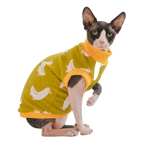 Sphynx Sommer-T-Shirts für Katzen, Baumwolle, mit rundem Kragen, ärmellos, für Katzen und kleine Hunde (Gans, Größe XL (4,1–5,9 kg) von Kitipcoo