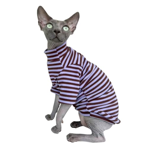 Sphynx Warmes Fleece-Hemd mit Rollkragen, Unterhemd, thermisch, haarlos, Katzenkleidung für Sphynx, Devon, Cornish Cats Kleidung und kleine Kätzchen und Hunde (Violett und Braun, Größe S (1,5-2,3 kg) Sphynx Warmes Fleece-Hemd mit Rollkragen, Unterhemd, thermisch, haarlos, Katzenkleidung für Sphynx, Devon, Cornish Cats Kleidung und kleine Kätzchen und Hunde (Violett und Braun, Größe S (1,5-2,3 kg) von Kitipcoo