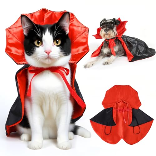 Kito Lee Haustier Vampir Umhang Halloween Kostüm für kleine Hunde und Katzen Rot und Schwarz Verstellbar 17-40cm Hals Kito Lee Haustier Vampir Umhang Halloween Kostüm für kleine Hunde und Katzen Rot und Schwarz Verstellbar 17-40cm Hals von Kito Lee