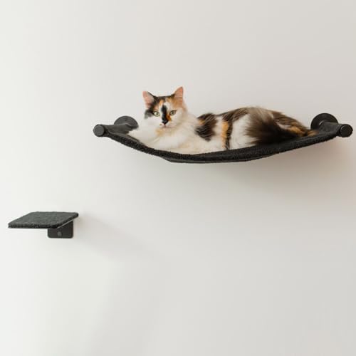 Wandmontierte Regale für Katzenbett, Möbel, Katzenhängematte + Stufe, schwarzes Set Wandmontierte Regale für Katzenbett, Möbel, Katzenhängematte + Stufe, schwarzes Set von Kitsune Garden