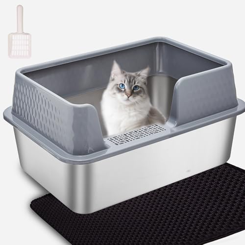 Kittenhood Mittelgroße Katzentoilette aus Edelstahl, Grau von Kittenhood