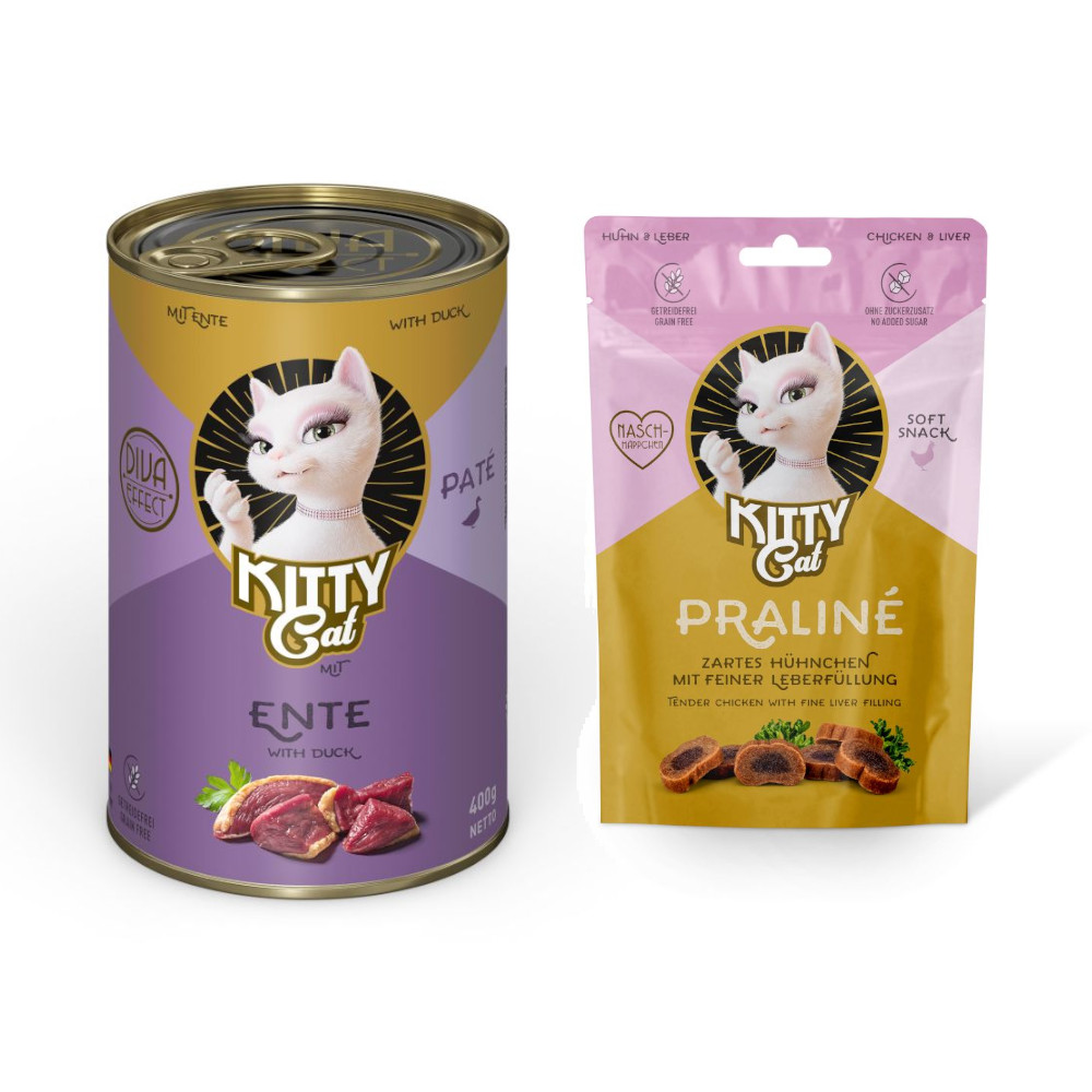 6 x 400 g KITTY Cat Adult Pate + 50 g Praliné Snack Huhn & Leber gratis! - Ente von Kitty Cat
