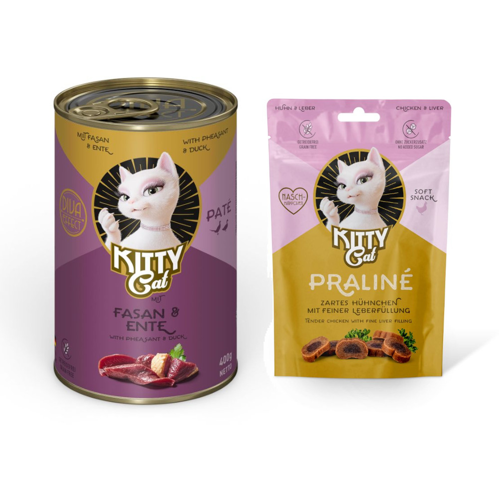 6 x 400 g KITTY Cat Adult Pate + 50 g Praliné Snack Huhn & Leber gratis! - Fasan & Ente 6 x 400 g KITTY Cat Adult Pate + 50 g Praliné Snack Huhn & Leber gratis! - Fasan & Ente von Kitty Cat