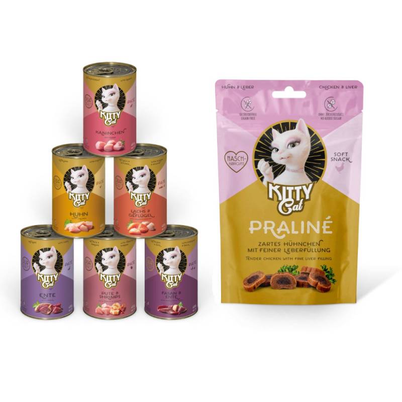 6 x 400 g KITTY Cat Adult Pate + 50 g Praliné Snack Huhn & Leber gratis! - Mix II (6 Sorten) von Kitty Cat