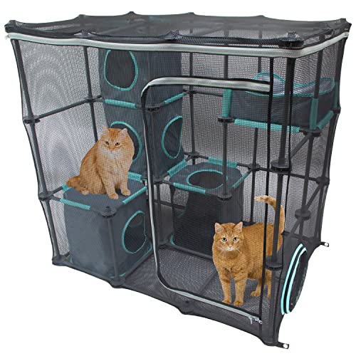 Kitty City Claw Indoor & Outdoor Mega Kit Katzenmöbel Katzenschläfer Outdoor Zwinger Wellpappe Katzenkratzer Schwarz von Kitty City