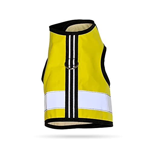 Kitty Holster Reflektierendes Katzengeschirr, Warnweste für Tag und Nacht, sichere, atmungsaktive und waschbare Baumwolle, ideal für Spaziergänge und Reisen, Sunshine Yellow, S bis M von Kitty Holster