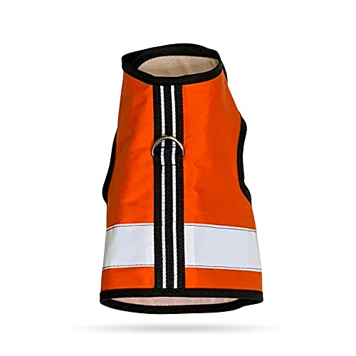 Kitty Holster Reflektierendes Katzengeschirr, gut sichtbare Katzenweste für Tag und Nacht, sichere, atmungsaktive und waschbare Baumwolle, ideal für Spaziergänge und Reisen, Outrageous Orange, M bis L von Kitty Holster