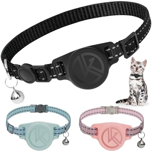 Kitty Kompass Airtag-Halter, Katzen-Tracking-Halsband – Breakaway, reflektierendes Kätzchen-Halsband mit Apple Air-Tag-Halter und Glocke für Mädchen, Jungen, Katzen von Kitty Kompass