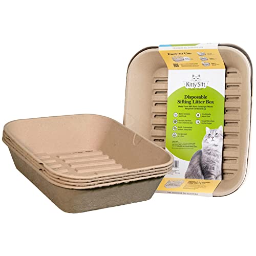 Kitty Sift (Set mit 1 Katzentoilette & 5 Siebeinlagen) Nachhaltig, sauber, Sieben, Einweg-Katzentoiletten-Kit - Jumbo, 6er-Set Kit von Kitty Sift