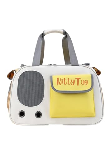 Tragetasche für Haustiere, Welpen, kleine Hunde, Katzentragetasche, wasserdicht, Premium-PU-Leder, Tragetasche für Outdoor, Reisen, Spazierengehen, Wandern, Einkaufen (Gelb) von Kitty Tag