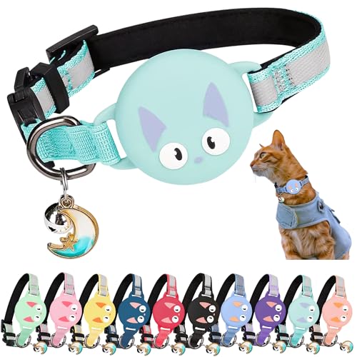 Kittytag Katzenhalsband mit Zubehör, kompatibel mit Apple Airtag, reflektierend und leuchtend, GPS, Katze mit Anti-Drosselung, verstellbar, GPS Airtag nicht im Lieferumfang enthalten von KittyTag