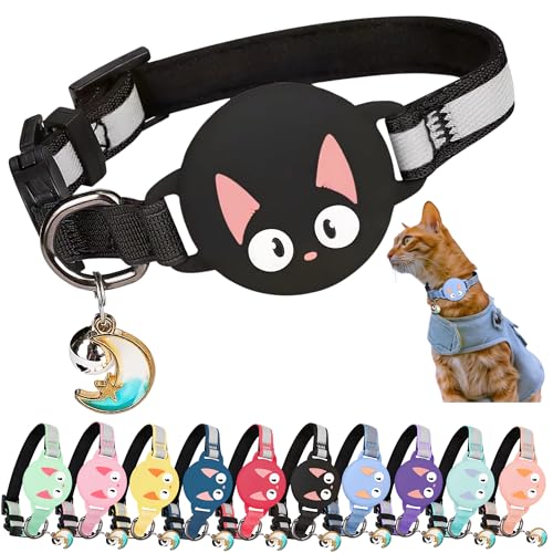Kittytag Katzenhalsband mit Zubehör, kompatibel mit Apple Airtag, reflektierend und leuchtend, GPS, Katze mit Anti-Drosselung, verstellbar, GPS Airtag nicht im Lieferumfang enthalten von KittyTag