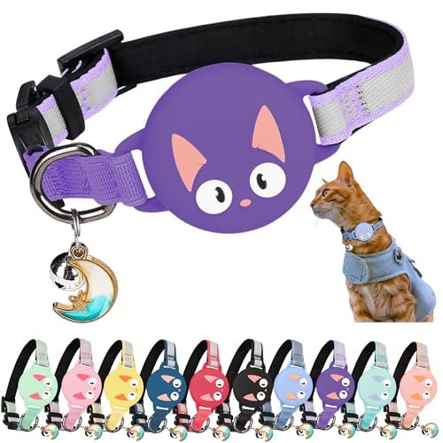Kittytag Katzenhalsband mit Zubehör, Kompatibel mit Apple AirTag Reflektierend und Klar GPS Katze mit Anti-Erstickung, verstellbar, GPS AirTag nicht enthalten von KittyTag