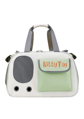 Tragetasche für Haustiere, Welpen, kleine Hunde, Katzentragetasche, wasserdicht, Premium-PU-Leder, Tragetasche für Outdoor, Reisen, Spazierengehen, Wandern, Einkaufen (grün) von KittyTag