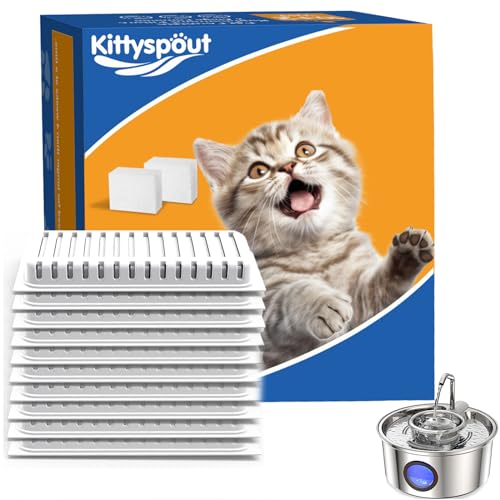Ersatzfilter für KITTYSPOUT Edelstahl Trinkbrunnen für Katzen, Katzenbrunnen Filter 10 Stück 2 Schwämme von Kittyspout