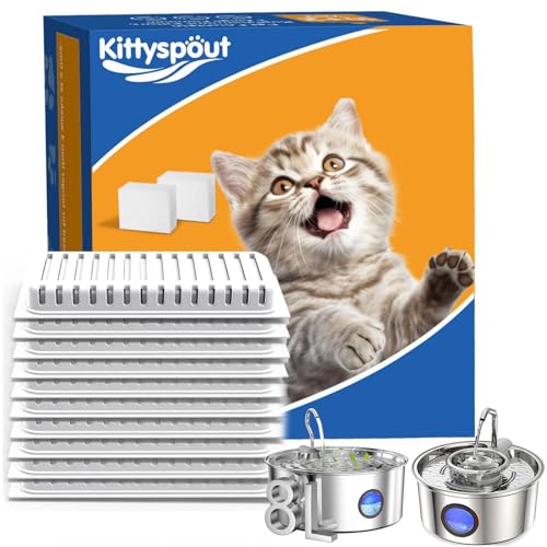 Ersatzfilter für KITTYSPOUT Edelstahl Trinkbrunnen für Katzen, Katzenbrunnen Filter 10 Stück 2 Schwämme von Kittyspout