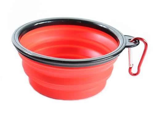 4 Stück Faltbarer Hundenapf Für Unterwegs,1000ML Tragbare Silikon Trinkschale Für Katzen,Wassernapf Reisenäpfe Für Hunde,Haustier Hundenapf Mit Haken,Leicht,Kompakt,Blau,Rot,Grün,Orange,Kiuiom von Kiuiom