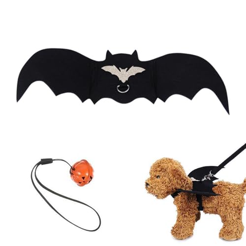 Fledermaus-Kostüm für Haustiere, Fledermausflügel mit Kürbisglocke, verstellbare Hundeflügel, Halloween-Kostüme, lustiger Welpenflügel, Halloween-Party-Dekoration, zum Verkleiden von Welpen, Katzen Fledermaus-Kostüm für Haustiere, Fledermausflügel mit Kürbisglocke, verstellbare Hundeflügel, Halloween-Kostüme, lustiger Welpenflügel, Halloween-Party-Dekoration, zum Verkleiden von Welpen, Katzen von Kiuiom