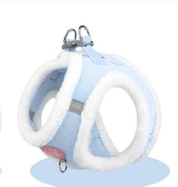 Hundeweste Stil Plüsch Brustgurt,Reflektierendes Hundegeschirr Für Herbst Und Winter,Hundegeschirr Kleine,Wintergeschirr Mit Leine Haustiere,Für Kleine Mittlere Pet,Mit Zugseil Für Hunde,Blau,Kiuiom von Kiuiom