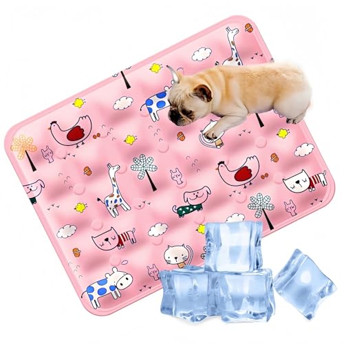 Kiuiom Selbst Kühlende Hundematte, Hunde Sommer Kühlkissen, Hundedecke Kaltgelpad, Kühlmatte Hund Haustier Kühlmatte Matte für Hundehütten Betten Waschbares Hundebett für Zuhause Auto (Rosa) von Kiuiom