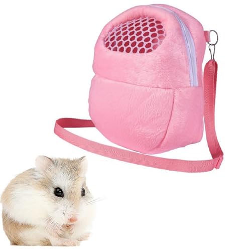 Transporttasche Eichhörnchen, Transporttasche Hamster Igel,Hamster Reisetasche mit Mesh Handtasche Reise Rucksack,Kaninchen Hamster Tasche Hamster Ratten Sschultertasche Hamster Reisetasche (Rosa) von Kiuiom