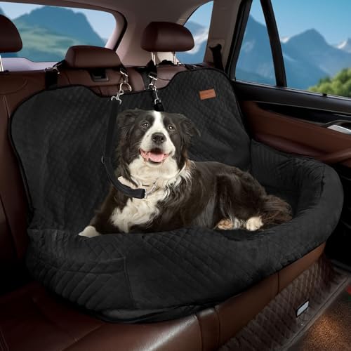 Kiusatig Hunde-Autositz für große/mittelgroße Hunde unter 25 kg oder 2 kleine Hunde, abnehmbares, waschbares Reisebett, passend für Autos, LKWs, SUVs von Kiusatig