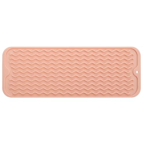 Kivvlbzeq Geschirrabtropfmatte für Mehrfache Verwendung, Leicht zu Reinigen, Umweltfreundlich, Hitzebeständige Silikonmatte für die Küchentheke, Pink-B, Einfach zu Verwenden von Kivvlbzeq