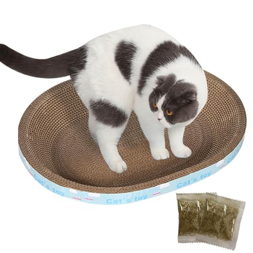Katzenkratzbrett, 2-in-1, ovaler Katzenkratzer, gewellte Lounge-Katzenbetten und Möbelschutz, Dickes, kratzfestes Katzenbett aus Pappe, Katzenkratzmatte für Katzen im Innenbereich, Schleifklaue Katzenkratzbrett, 2-in-1, ovaler Katzenkratzer, gewellte Lounge-Katzenbetten und Möbelschutz, Dickes, kratzfestes Katzenbett aus Pappe, Katzenkratzmatte für Katzen im Innenbereich, Schleifklaue von Kixolazr