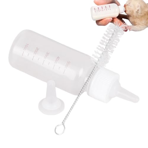 Kixolazr Fütterungsflasche für Katzenbabys,50ml Fläschchen Set Für Welpen Und Kitten Zubehör Zum Säugen - Trinkaufsatz Set Mit Reinigungsbürste Für Reisen Camping Klinik Kaninchen Frettchen von Kixolazr