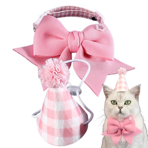 Kixolazr Haustier-Geburtstagsmütze,Geburtstagsmütze für Katze,Hundehalsband Süßes Stirnband Katzenmützen - Haustier-Kopfbedeckung, verstellbare Fliege, kleine Hundemütze, Karierte Mütze, Kixolazr Haustier-Geburtstagsmütze,Geburtstagsmütze für Katze,Hundehalsband Süßes Stirnband Katzenmützen - Haustier-Kopfbedeckung, verstellbare Fliege, kleine Hundemütze, Karierte Mütze, von Kixolazr