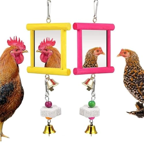 Kixolazr Hühnerspiegel Schaukel Für Den Hühnerstall | Pickspielzeug Mit Schnabelwetzstein & Hühnerspiegel | Multifunktionale Hühnerbeschäftigung Gegen Langeweile Im Freigehege Stall Und Garten von Kixolazr