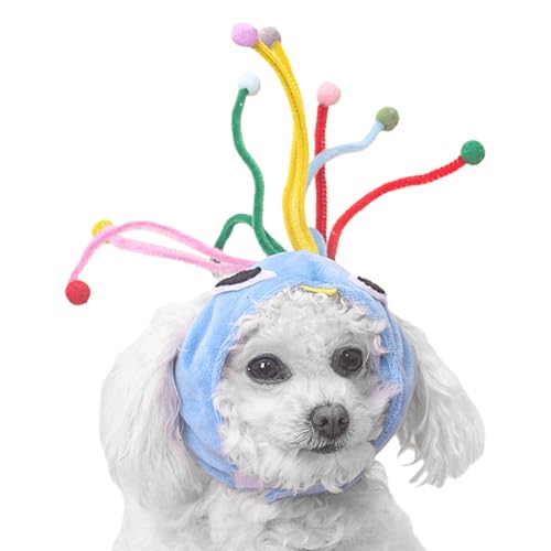 Kixolazr Hunde-Wintermütze, Baumwoll-Plüsch-Kopfbedeckung, warme Katzenkopfbedeckung, lustige Welpen-Kopfbedeckung, Haustier-Kostüm, Hut für Katzen und kleine Hunde von Kixolazr