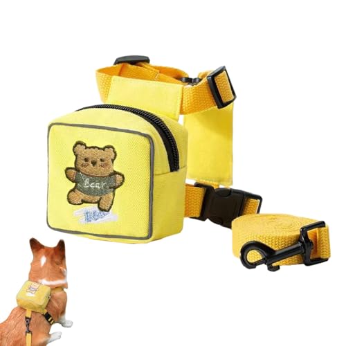 Kixolazr Hunderucksackgeschirr,Hundesatteltasche | Cartoon-Rucksack für kleine Hunde mit Leine - Bunte Katzenrucksack-Weste, Haustier-Wandergeschirr, Bär, Kaninchen, Dinosaurier-Muster für Katzen, von Kixolazr