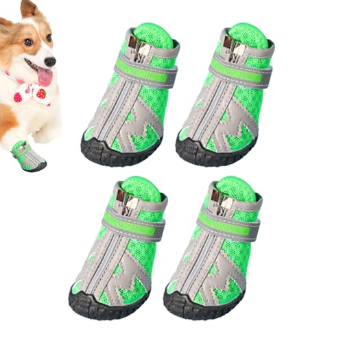 Kixolazr Hundeschuhe Outdoor,Hundestiefel,4 Stück tolle Stiefeletten für Hundepfoten - Hundestiefel in 5 Größen mit robuster Gummisohle, atmungsaktive Hundestiefel, rutschfest für den Sommer, heiße von Kixolazr