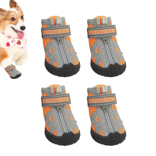 Kixolazr Hundeschuhe atmungsaktiv, Mesh-Hundeschuhe - 4 Stück tolle Stiefeletten für Hundepfoten | Hundestiefel in 5 Größen mit robuster Gummisohle, atmungsaktive Hundestiefel, rutschfest für den von Kixolazr