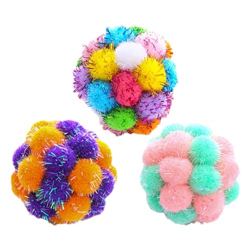 Kixolazr Katzen-Pom-Pom-Bälle, Flauschige Bälle für Katzen, gefülltes Katzenballspielzeug, Katzenball-Spielzeug, Puff, kleines Katzenspielzeug, weiche Plüschbälle, Kixolazr Katzen-Pom-Pom-Bälle, Flauschige Bälle für Katzen, gefülltes Katzenballspielzeug, Katzenball-Spielzeug, Puff, kleines Katzenspielzeug, weiche Plüschbälle, von Kixolazr