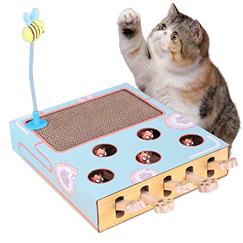 Kixolazr Katzen-Spaß-Box, Katzen-Anreicherungsspielzeug, Whack Mole-Spiel, Katzen-Puzzle-Spielzeug, interaktive Box, Mäuse fangen, Katzen-Puzzle-Spielzeug, lustige Box, Pfoten-Kratzer von Kixolazr