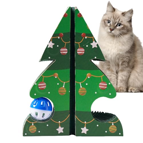 Kixolazr Katzenkratzbrett - Weihnachtsbaum Karton Katzenspielzeug Wellpappe Katzenkratzer | Katzenkratzunterlage Katzenkratzpappe mit Spielzeugball für Haustiere Katzen Kixolazr Katzenkratzbrett - Weihnachtsbaum Karton Katzenspielzeug Wellpappe Katzenkratzer | Katzenkratzunterlage Katzenkratzpappe mit Spielzeugball für Haustiere Katzen von Kixolazr