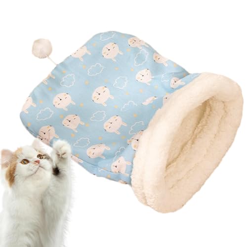 Kixolazr Katzensack-Bett – halbgeschlossener weicher Plüsch-Katzensack mit Schwanzball, Kissen, Bettmatte, bequemes Katzenversteck, Haustierzubehör für Kätzchen und Welpen für den Winter Kixolazr Katzensack-Bett – halbgeschlossener weicher Plüsch-Katzensack mit Schwanzball, Kissen, Bettmatte, bequemes Katzenversteck, Haustierzubehör für Kätzchen und Welpen für den Winter von Kixolazr