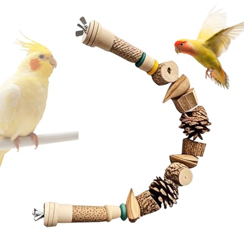 Kixolazr Papageienspielzeug,Ananas-Nuss Kauspielzeug Für Vögel Mit Holz Kiefernzapfen - Kletter- Und Nagelholz Mit Kiefernzapfen, Käfigzubehör Für Papageien, Sittiche, Nymphensittiche, von Kixolazr