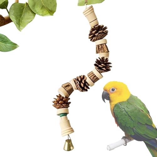 Kixolazr Vogelspielzeug Für Wellensittiche | Ananas-Nuss Kauspielzeug Für Vögel Mit Holz Kiefernzapfen | Kletter- Und Nagelholz Mit Kiefernzapfen, Käfigzubehör Für Papageien, Sittiche, von Kixolazr