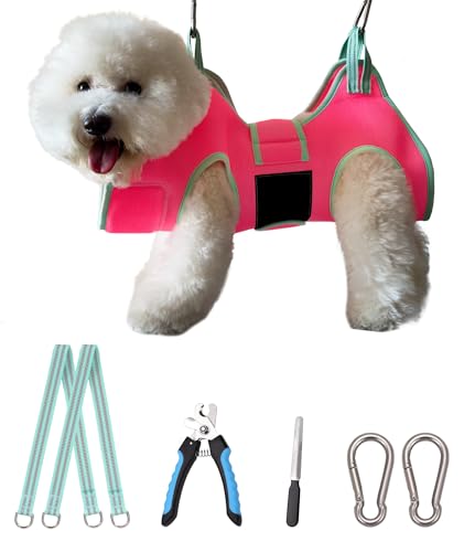 Kkiimatt Hundepflege-Hängematte, kleine Hunde-Hängematte für Nagelbesatz, Hundegeschirr zum Aufhängen von Krallen, Hundepflege-Schlingenhalter mit dickem Stoff, Nackenstütze, breiter Gurt von Kkiimatt