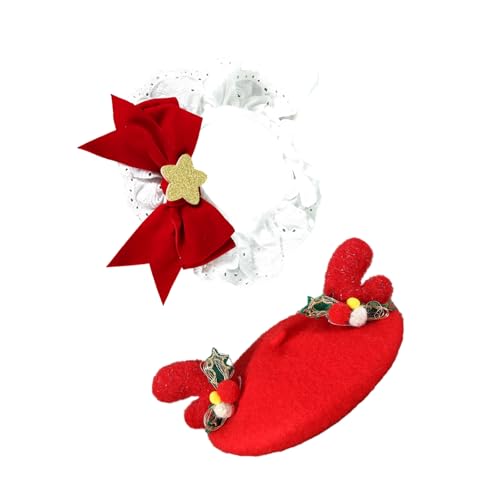 Haustier Spitze Bowknot Halskette Und Für Weihnachten Custum Weihnachten Foto Requisiten Welpe Mistelhut Halskette Weihnachtshut von Klaisy