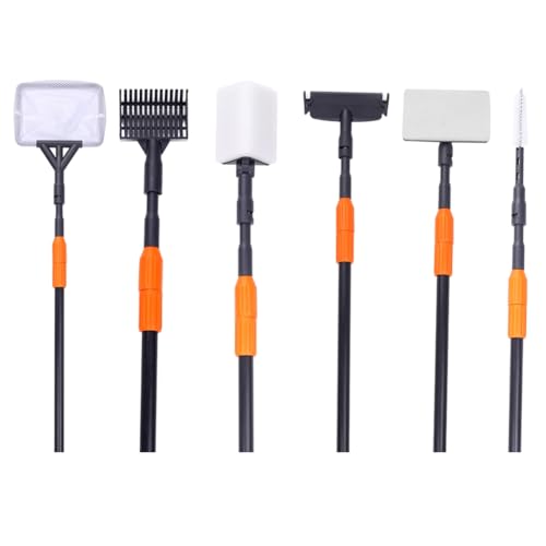 Kleagary Aquarium-Reinigungswerkzeug-Set, Aquarium-Klemm-Set, Fischtanknetz, Kies, Algenschaber, Gabel, Schwamm, Bürste, Glasreiniger von Kleagary