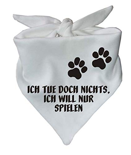 Hunde Dreiecks Halstuch (Fb: Weiss) (Gr. 2 (68 cm)) Ich tue doch Nichts ich Will nur Spielen von Kleiner Fratz