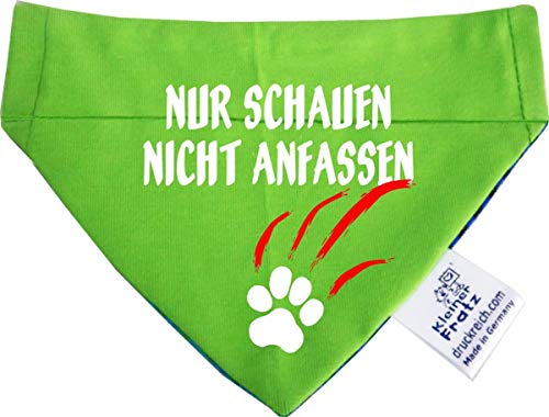 Hunde Durchzugstuch (Fb: Lime-royal) (Gr.L - 28 x 20 cm) Nur schauen Nicht anfassen von Kleiner Fratz