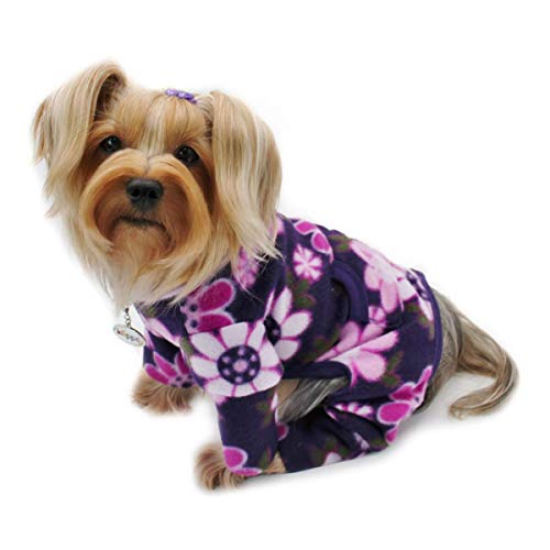 Klippo Hunde/Welpen, Midnight Garden Fleece-Rollkragen-Pyjama/Bodysuit/Loungewear/Overall/Jumper/Strampler für kleine Rassen, Größe XL von Klippo