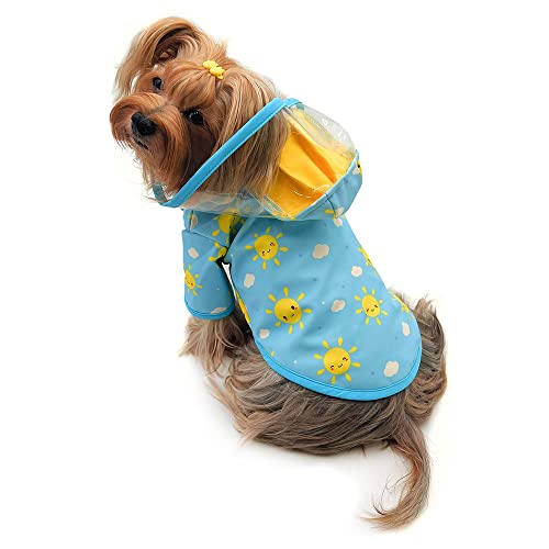 Klippo Hunde-Regenmantel mit Fleecefutter und abnehmbarer Kapuze (Happy Sunshine, Größe L) von Klippo