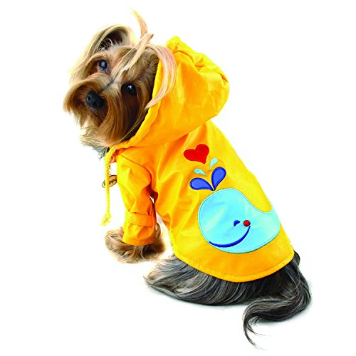 Wasserdichte Jacke für Hunde, Regenmantel, Regenbekleidung, Regenbekleidung mit Baumwollfutter für kleine Rassen, Größe L, Gelb von Klippo